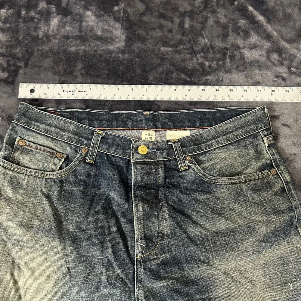 Banana Republic Straight Leg Jeans  34x32 Blue Faded Button Fly Distressed
